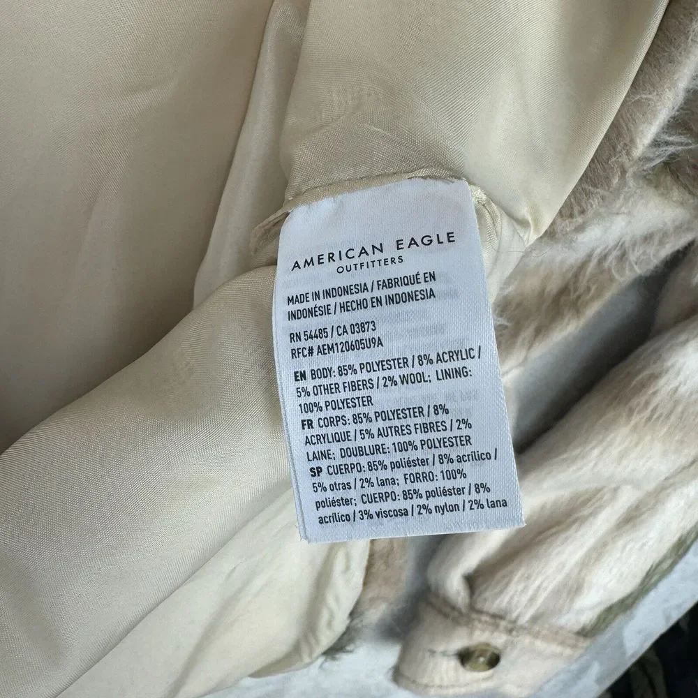 Y2k‎ American Eagle Brushed Plaid Oversized Shacket Shaggy Jacket Size Medium M